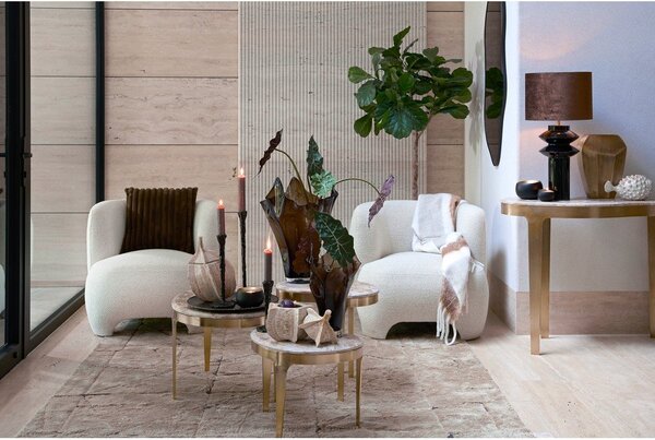Konferenčný stolík s mramorovou doskou v bronzovej farbe/taupe 39x65 cm Giulio – Light & Living