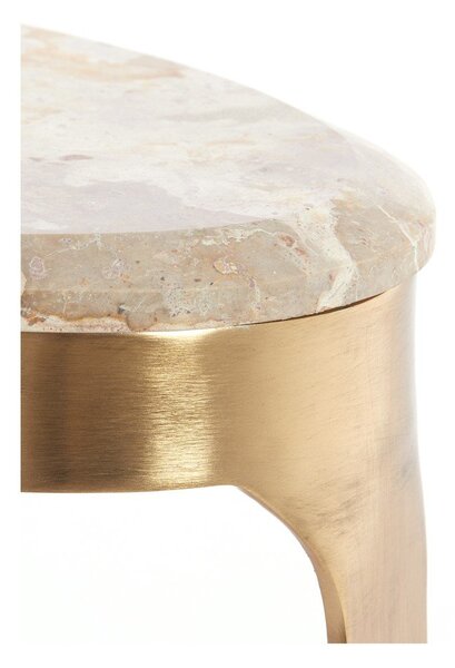 Konferenčný stolík s mramorovou doskou v bronzovej farbe/taupe 39x65 cm Giulio – Light & Living
