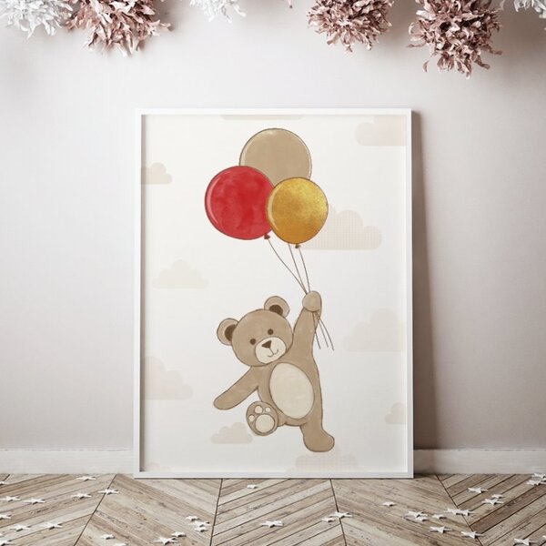 Plagát Teddy - medvedík+balóniky P001