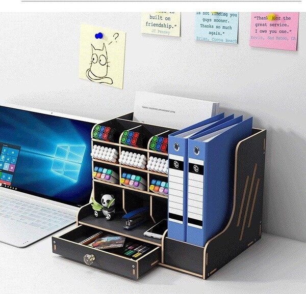 DIY organizér na písacie potreby so zásuvkou čierny 150 Čierna