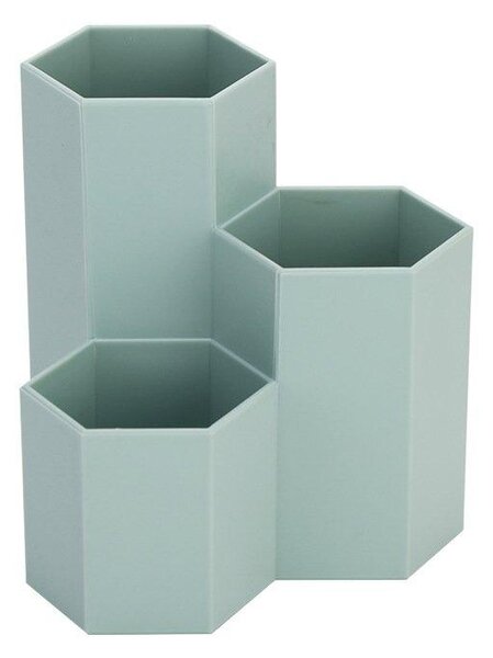 Plastový stojan na perá s 3 priehradkami - šesťuholník zelený Zelená HIPS Plast