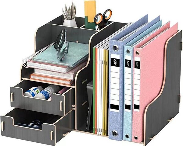 DIY organizér na dokumenty a písacie potreby s 2 zásuvkami čierny B21 Čierna
