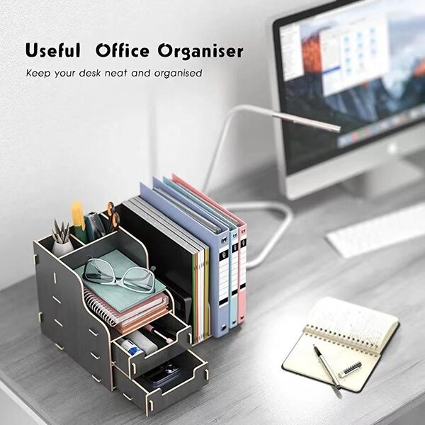 DIY organizér na dokumenty a písacie potreby s 2 zásuvkami čierny B21 Čierna