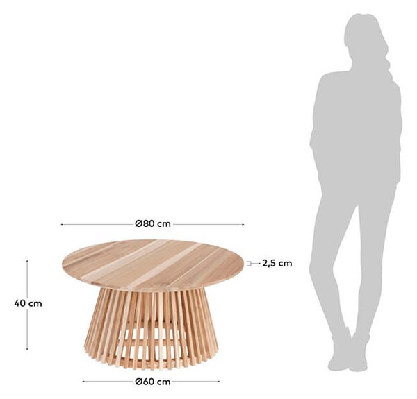 MUZZA DREVENÝ KONFERENČNÝ STOLÍK IRUNE Ø 80 PRÍRODNÝ