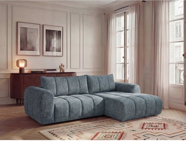Modrá rohová pohovka (pravý roh/s leňoškou) Nesty – Bobochic Paris