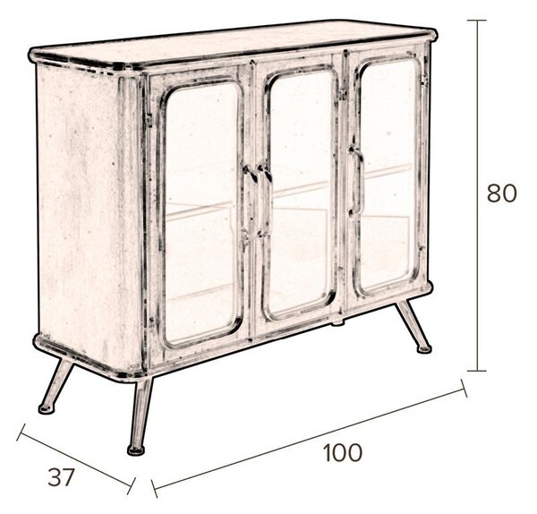 Čierna kovová vitrína 100x80x37 cm Denza – Dutchbone