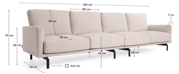 Béžová ženilková pohovka 334 cm Galene – Kave Home