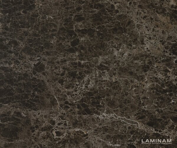 DELIFE Konferenčný stolík Ekrem 65x65 cm keramika Laminam®Emperador Extra Lucidato tmavohnedá Hairpin kov čierna