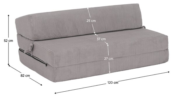 KONDELA Skladací matrac/kreslo, 2v1, sivá, VEDIS