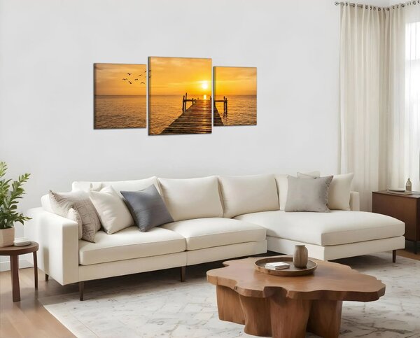 Obraz na plátne Západ slnka a mólo