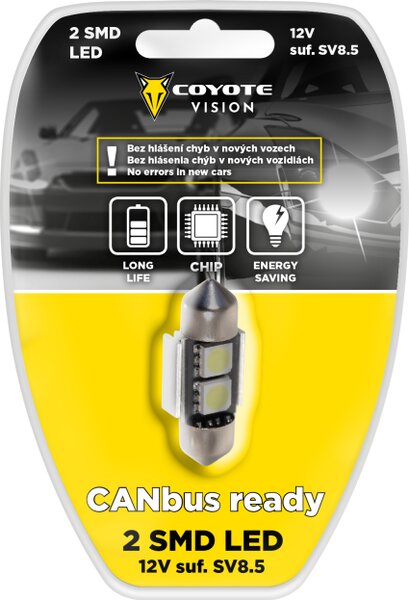 Žiarovka 12V LED 2 SMD suf SV8 5 CAN BUS ready biela COYOTE VISION