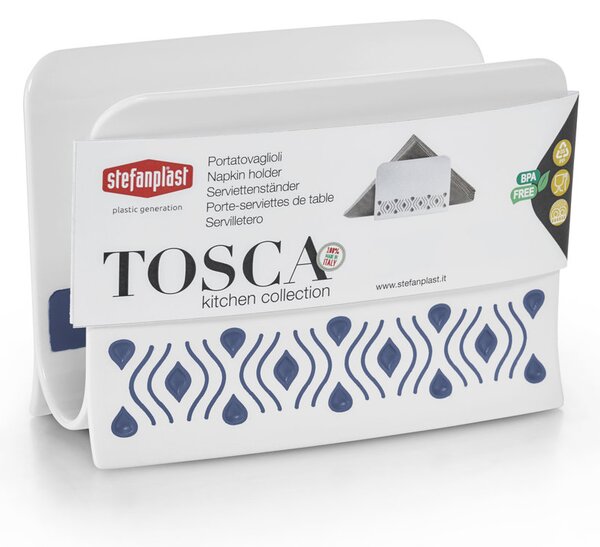 STEFANPLAST Plastový stojan na servítky Tosca, biely/modrý
