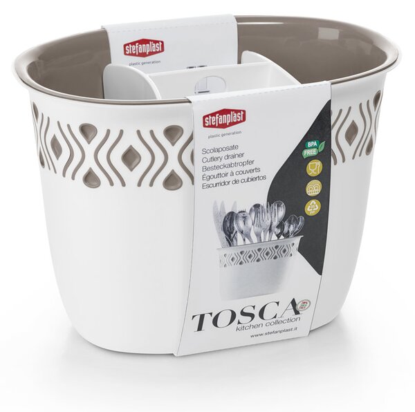 STEFANPLAST Odkvapkávač na príbory Tosca biely/svetlo šedý