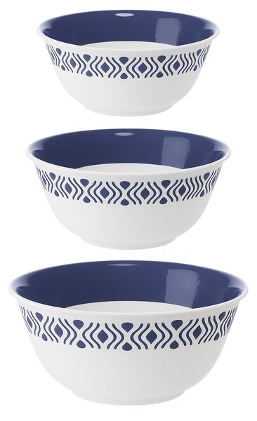 STEFANPLAST Plastová miska Tosca, biely/modrý set 3ks bez veka