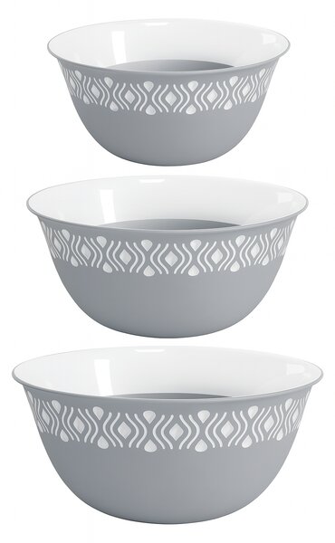STEFANPLAST Plastová miska Tosca, biely/sivý set 3ks bez veka