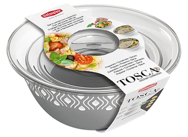 STEFANPLAST Plastová miska Tosca, biely/sivý set 3ks s vekom