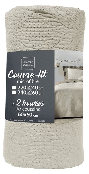Krémová súprava prikrývky a obliečky na vankúš z mikrovlákna 240x260 cm Romane – douceur d'intérieur