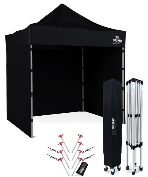 Záhradný stan 2x2m - s 3 stenami - Čierna