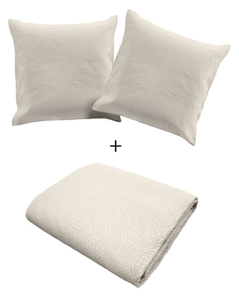 Krémová súprava prikrývky a obliečky na vankúš z mikrovlákna 240x260 cm Romane – douceur d'intérieur