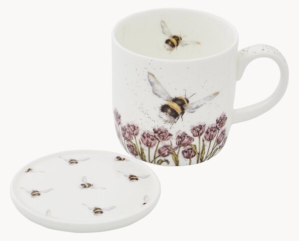 Hrnček's podložkou z jemného kostného porcelánu Flight Of The Bumblebee, 2 ks