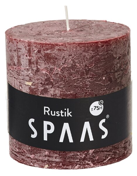 SPAAS Sviečka valec rustikálna 10x10cm tmavo červená