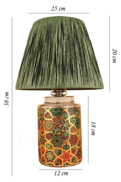 Zelená stolová lampa s tienidlom z papierového výpletu (výška 38 cm) Alev – Opviq lights