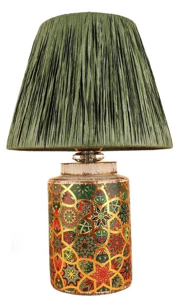 Zelená stolová lampa s tienidlom z papierového výpletu (výška 38 cm) Alev – Opviq lights