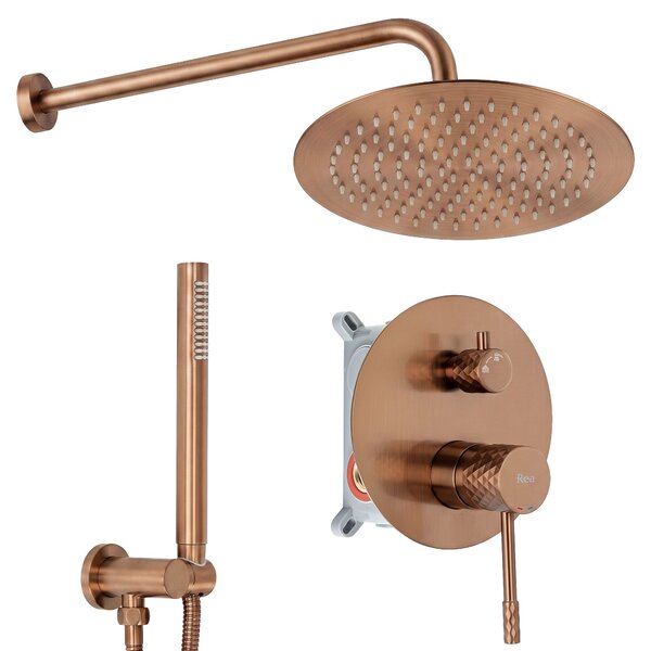 Rea Lungo Diamond, podomietková sprchová súprava + BOX, medená matná, REA-P5697