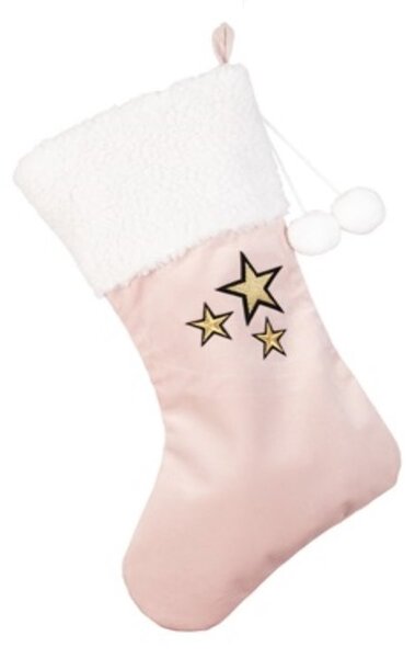 Vianočná čižma s hviezdičkami - Powder pink/gold