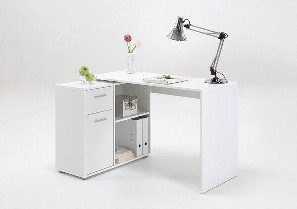 ROHOVÝ PÍSACÍ STÔL, biela, 117/83/74 cm MID.YOU - Online Only kancelárie, Online Only