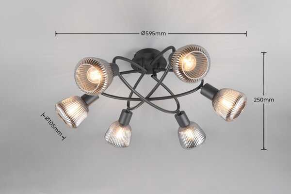 TRIO 662800632 TARIFA stropné svietidlo D590mm 6xE14 čierna matná