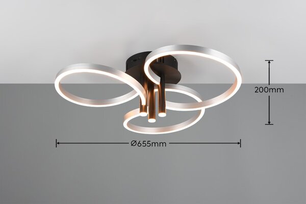 TRIO 648110605 CARUSO stropné svietidlo D650mm SMD LED 43W/4980lm 2300+3000+4000K brúsený hliník, switchdimmer