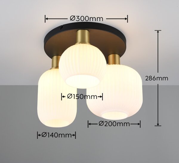 TRIO 619800308 DIVA stropné svietidlo D390mm 3xE27 mosadz matná, biela