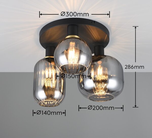 TRIO 619800332 DIVA stropné svietidlo D390mm 3xE27 čierna matná