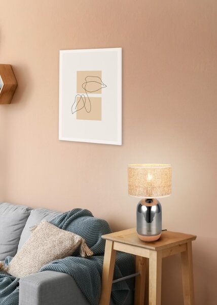 TRIO 564990157 TARA stolná lampa V430mm 1xE27 chrómová, prírodná