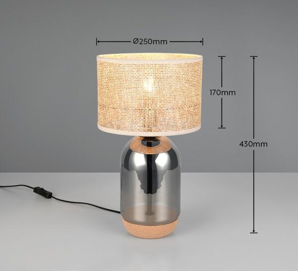 TRIO 564990157 TARA stolná lampa V430mm 1xE27 chrómová, prírodná