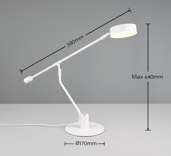 TRIO 549010131 MANDURO stolové svietidlo V640mm SMD LED 6W/560lm 2700+4000+6500K biela matná, ON/OFF
