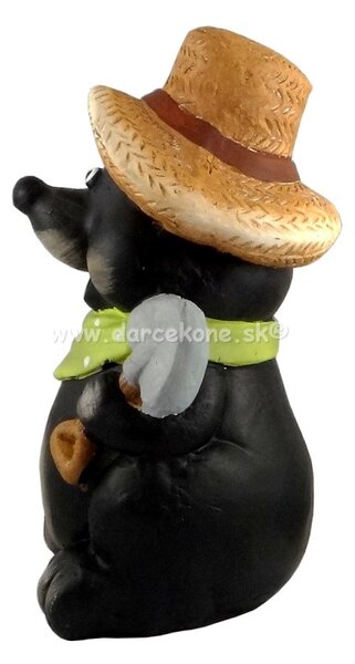Krtko v klobúku soška zelená šatka 34cm
