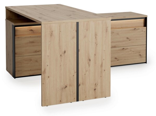ROHOVÝ PÍSACÍ STÔL, čierna, dub artisan, 174/138/78 cm Hom`in - Kancelárske stoly