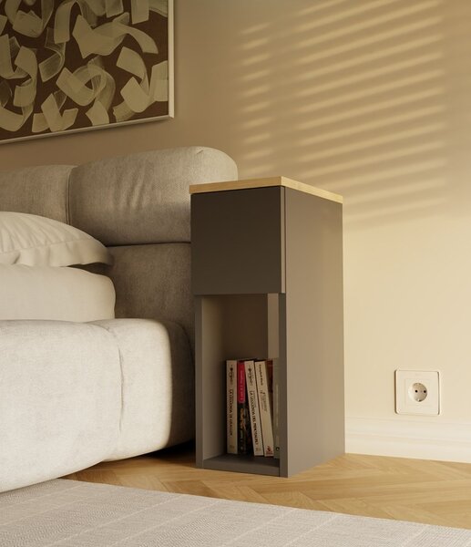 TP Living Nočný stolík Galax 20 cm antracit/dub artisan