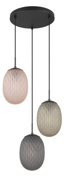 TRIO 364230317 FACETTE závesné svietidlo D430mm 3xE27 čierna matná, viacfarebná