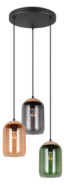 TRIO 364630317 CORK závesné svietidlo D300mm 3xE27 čierna matná, viacfarebná