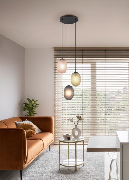 TRIO 364230317 FACETTE závesné svietidlo D430mm 3xE27 čierna matná, viacfarebná