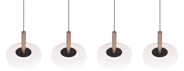 TRIO 354910465 CELESTE závesné svietidlo SMD LED 4x7,5W/750lm 3000K čierna, kávová, switchdimmer