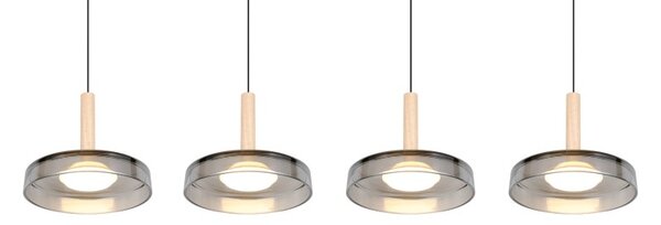 TRIO 354910432 CELESTE závesné svietidlo SMD LED 4x7,5W/750lm 3000K čierna, drevo, switchdimmer