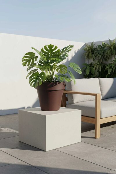 Kvetináč LEVANTA, plast, výška 72 cm, hnedá