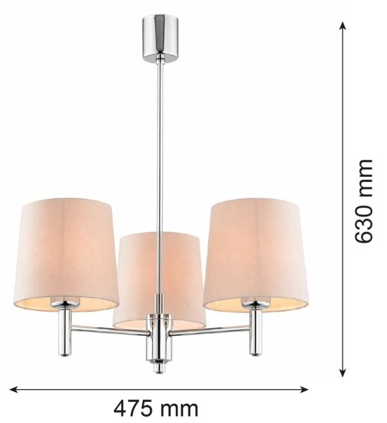 Brilagi - Luster na tyči MONTE 3xE27/60W/230V béžová/lesklý chróm