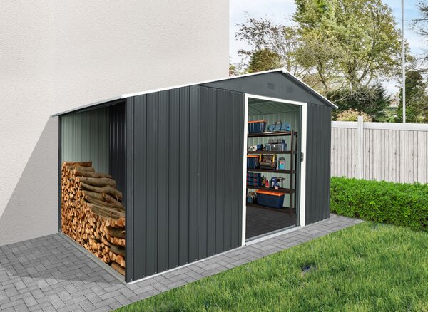 Záhradný domček s drevníkom BestBerg ZDD-6A / 6 m² / 322 x 196 x 196 cm / šedá