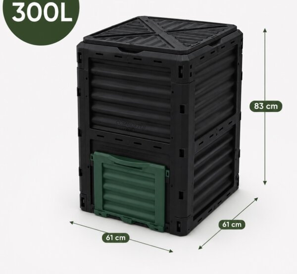 JAKS Záhradný kompostér čierny 300 l OA05