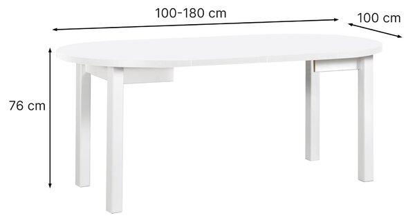 Rozkladací jedálenský stôl Poli 4 100-180x100 - biela